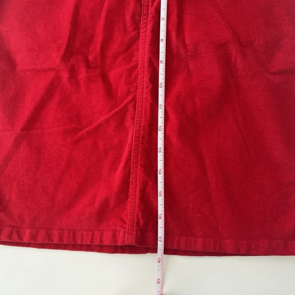VTG Gap Kids Size 10 Red 98%‎ Cotton Velvet Skirt Fitted Embroidered Flower